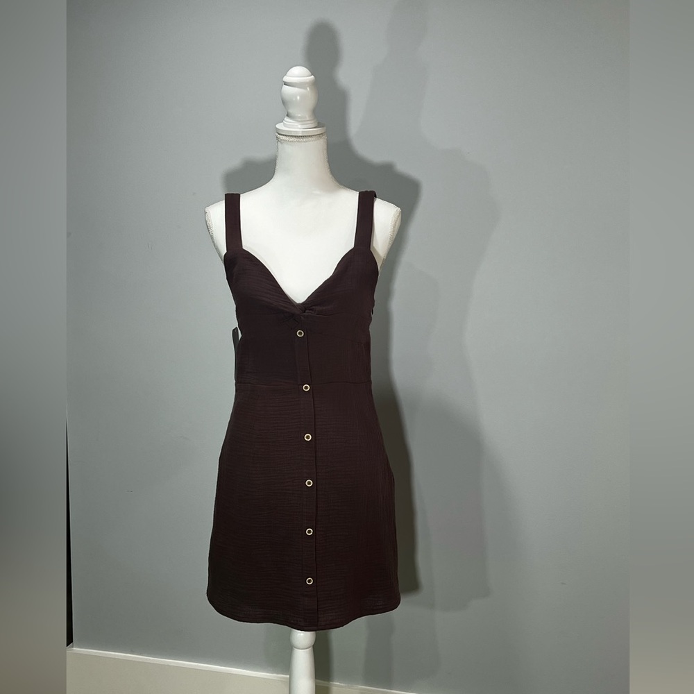 Stylish Black Button-Front Mini Dress